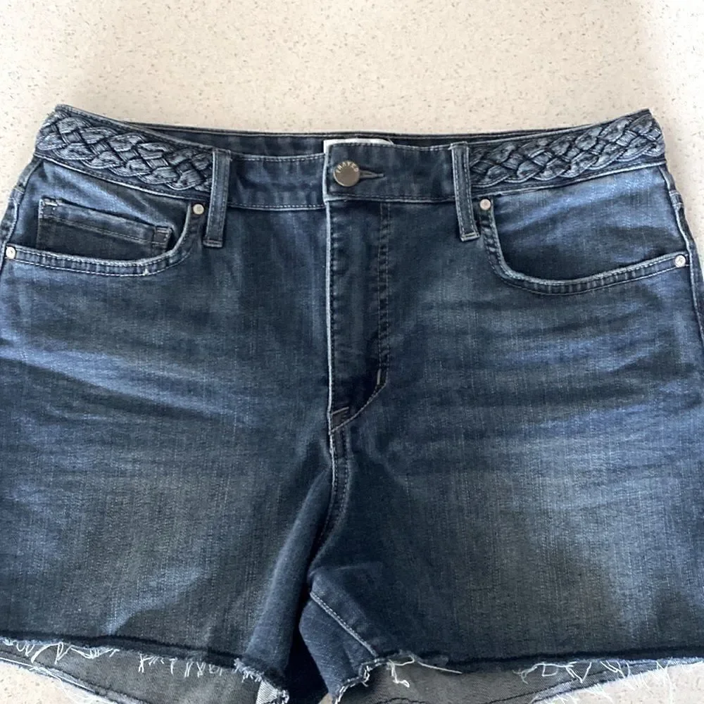 Frayed High Rise Denim Shorts 29 Raw Hem Zip Up Summer - Picture 9 of 12